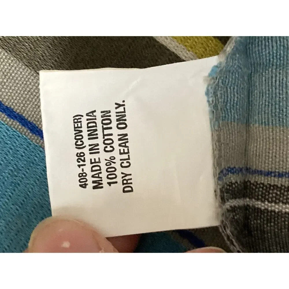 CB2 Crate & Barrel Azure Multi Stripe Pillow Cover • 23 x 23”• Square Cotton